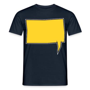 Eckige Sprechblase rechts in Gelb - Männer T-Shirt - Navy - Vorne - AI Model Male 178 light (178cm)