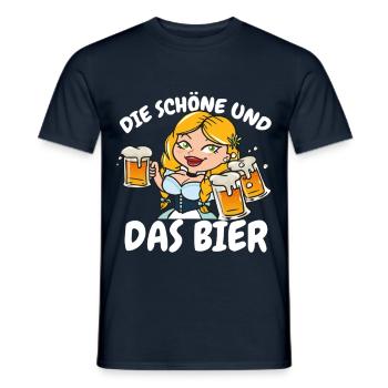 Die Schöne und Das Bier - Männer T-Shirt - Navy - Vorne - AI Model Male 178 light (178cm)