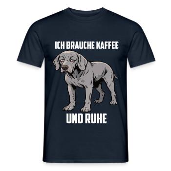 Ich Brauche Kaffee und Ruhe Weimaraner Silbergeist - Männer T-Shirt - Navy - Vorne - AI Model Male 178 light (178cm)