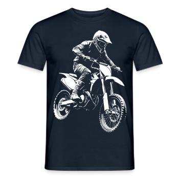 Motocross biker motorcycle cross trial enduro freestyle - Men's T-Shirt - navy - Front - AI Model Male 178 light (178cm)