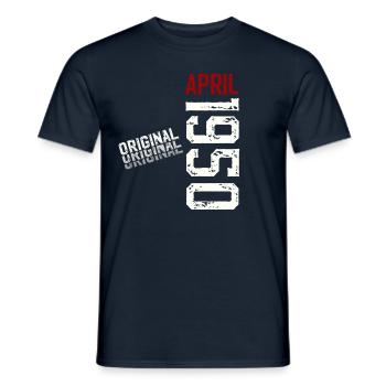 75th Birthday Legend March Born in 1950 - Men's T-Shirt - navy - Front - AI Model Male 178 light (178cm)