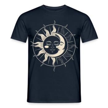 Le soleil rencontre la lune : l’harmonie céleste - T-shirt homme - marine - Devant - AI Model Male 178 light (178cm)
