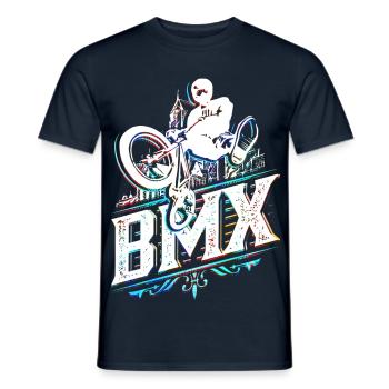 Retro Bmx Bike - Bmx rider aux couleurs vives - T-shirt homme - marine - Devant - AI Model Male 178 light (178cm)