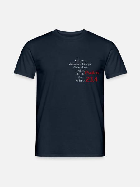 Der Herr ist mein Hirte - Psalm 23,4 - Männer T-Shirt - Navy