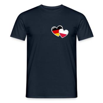 GERMAN POLISH FLAGS HEARTS LOVE - Men's T-Shirt - navy - Front - AI Model Male 178 light (178cm)