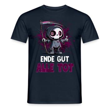Tout est mort – Black Grim Reaper Humour - T-shirt homme - marine - Devant - AI Model Male 178 light (178cm)