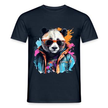 Panda renégat. Design de style graffiti. - T-shirt homme - marine - Devant - AI Model Male 178 light (178cm)