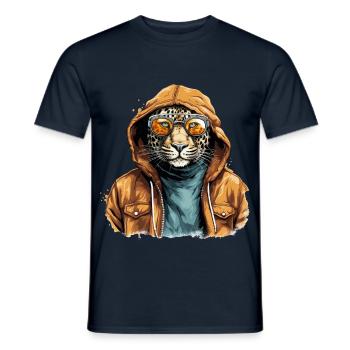 Streetstyle-Leopard | Leoparden-Liebhaber - Männer T-Shirt - Navy - Vorne - AI Model Male 178 light (178cm)