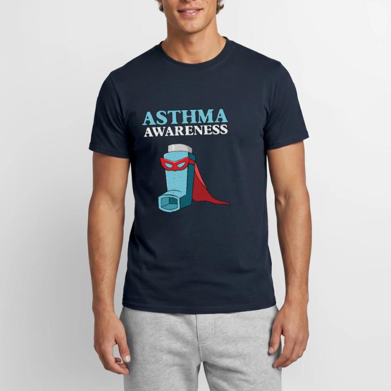 Asthma Bewusstsein Superheld Inhalator Motiv Männer T-Shirt