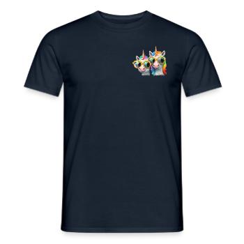 Freches Einhorn zwei Einhörner Einhornshirt Brille - Männer T-Shirt - Navy - Vorne - AI Model Male 178 light (178cm)