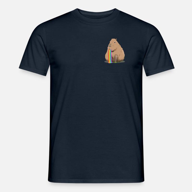 Regenbogen kotzendes Capybara - Männer T-Shirt - Navy