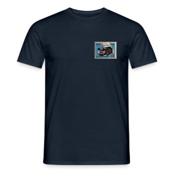 Briefmarke Dampflokomotive - Männer T-Shirt - Navy - Vorne - AI Model Male 178 light (178cm)