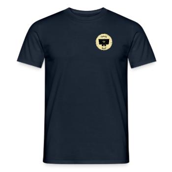 Glück Auf! (Lore auf altem Schild) klein - Männer T-Shirt - Navy - Vorne - AI Model Male 178 light (178cm)