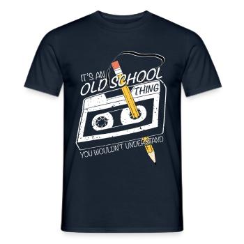 Design Drôle Génération 70 80, Cassette audio - T-shirt homme - marine - Devant - AI Model Male 178 light (178cm)