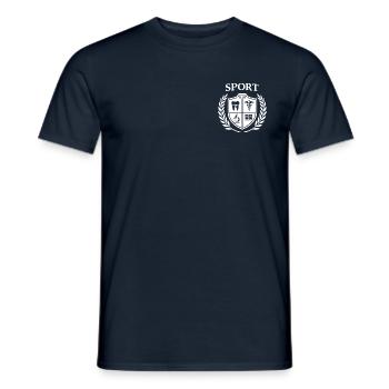 logo_sport_white_on_transparent - Men's T-Shirt - navy - Front - AI Model Male 178 light (178cm)