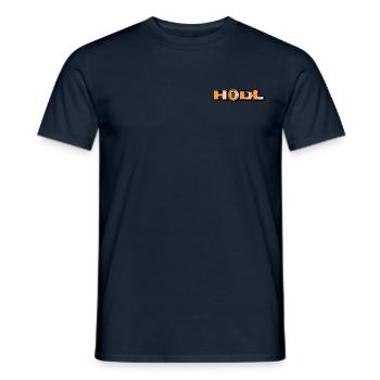 Orange Bitcoin HODL - look d’occasion - T-shirt homme - marine - Devant - AI Model Male 178 light (178cm)