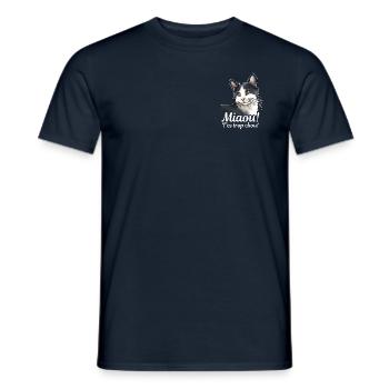 Chat noir et blanc Miaou - T-shirt homme - marine - Devant - AI Model Male 178 light (178cm)