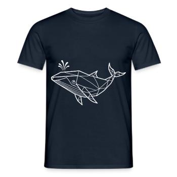 Polygone de baleine - Conception minimaliste de créature marine - T-shirt homme - marine - Devant - AI Model Male 178 light (178cm)