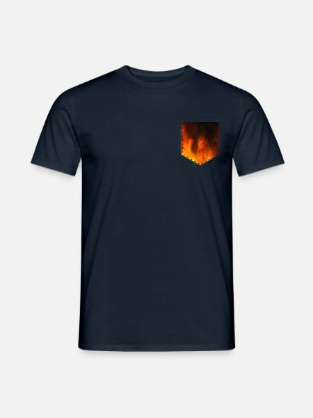 Brusttasche mit Flammen - Männer T-Shirt - Navy