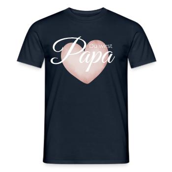 Du wirst Papa – Herz-Design zur Verkündung - Männer T-Shirt - Navy - Vorne - AI Model Male 178 light (178cm)