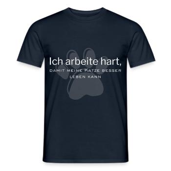 Je travaille dur pour que mon chat puisse mieux vivre - T-shirt homme - marine - Devant - AI Model Male 178 light (178cm)