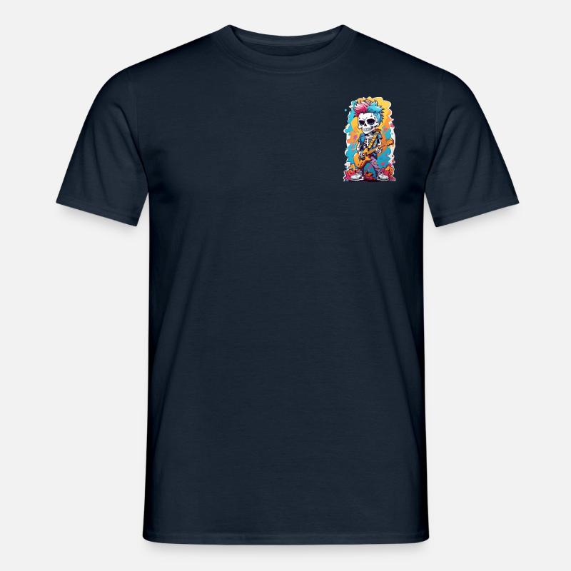 rocker-style skeleton with a guitar - Männer T-Shirt - Navy