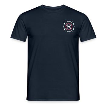 Maltese Cross with gekreutzen axes and helmet - Men's T-Shirt - navy - Front - AI Model Male 178 light (178cm)