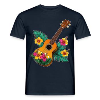 Ukulele with flowers colorful - Men's T-Shirt - navy - Front - AI Model Male 178 light (178cm)