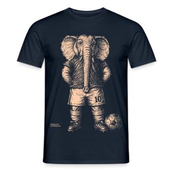 Elephant with Soccer Ball for Dark Blue Shirts - Men's T-Shirt - navy - Front - AI Model Male 178 light (178cm)