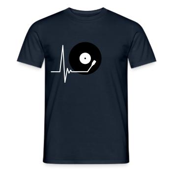 Vinyl Record Music Pulse Heartbeat Frequency - Men's T-Shirt - navy - Front - AI Model Male 178 light (178cm)
