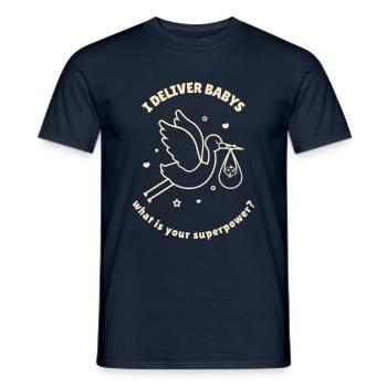 J’accouche, quel est votre superpouvoir ? - T-shirt homme - marine - Devant - AI Model Male 178 light (178cm)