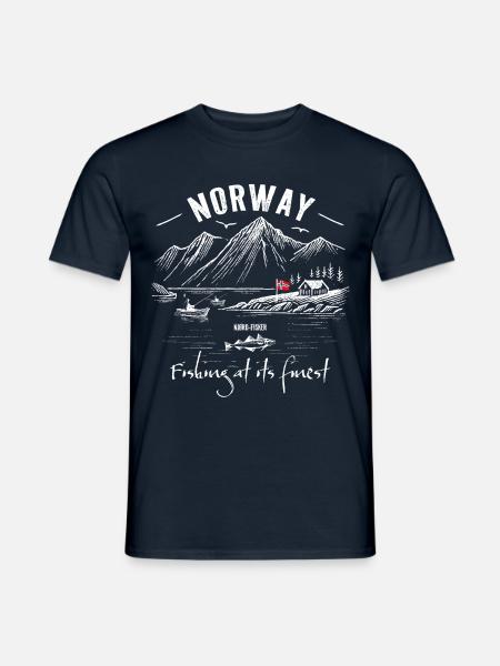 Fishing at its finest - Norway - Männer T-Shirt - Navy