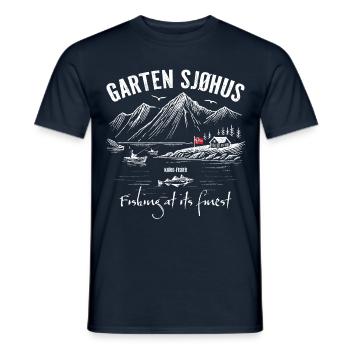 Fishing at its finest - Garten Sjøhus - Norway - Männer T-Shirt - Navy - Vorne - AI Model Male 178 light (178cm)