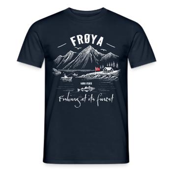 Fishing at its finest - Frøya - Norway - Men's T-Shirt - navy - Front - AI Model Male 178 light (178cm)