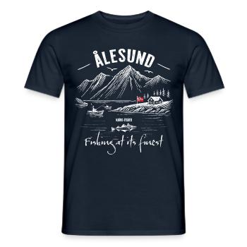 Fishing at its finest - Ålesund - Norway - Men's T-Shirt - navy - Front - AI Model Male 178 light (178cm)