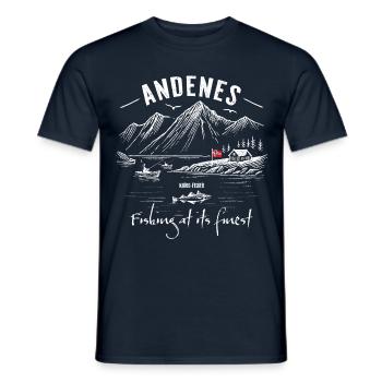 Fishing at its finest - Andenes - Norway - Men's T-Shirt - navy - Front - AI Model Male 178 light (178cm)
