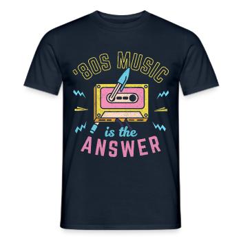 La musique des années 80 est la réponse - T-shirt homme - marine - Devant - AI Model Male 178 light (178cm)