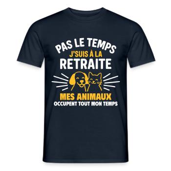Retraite & animaux idée cadeau retraite - T-shirt homme - marine - Devant - AI Model Male 178 light (178cm)