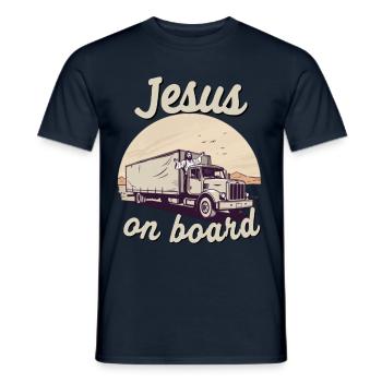 Jesus on Board Truck Driver Christian Faith Trucker - Men's T-Shirt - navy - Front - AI Model Male 178 light (178cm)