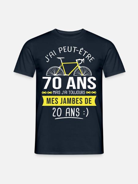 cycliste 70 ans anniversaire 70 ans vélo cyclisme - T-shirt homme - marine