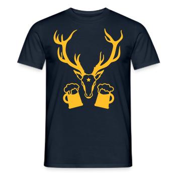 Hirsch Geweih Bier Drinking Team 1c - Männer T-Shirt - Navy - Vorne - AI Model Male 178 light (178cm)