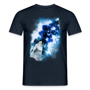 Paintery Style :Starry Wolf Night: - Männer T-Shirt - Navy - Vorne - AI Model Male 178 light (178cm)
