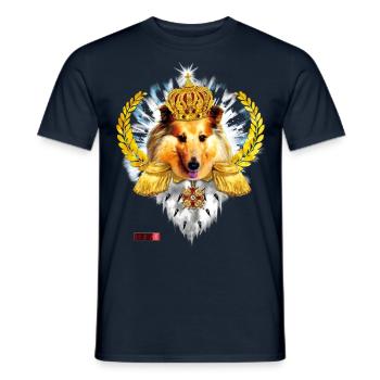 Sheltie King Queen Hund Lorbeerkranz Krone Orden - Männer T-Shirt - Navy - Vorne - AI Model Male 178 light (178cm)