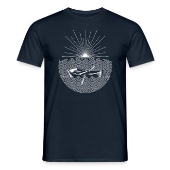 Boot Wasser Sonne Wellen Abstrakt - Männer T-Shirt - Navy - Vorne - AI Model Male 178 light (178cm)