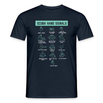 Scuba Diving Hand Signals Gift for Divers - Men's T-Shirt - navy - Front - AI Model Male 178 light (178cm)