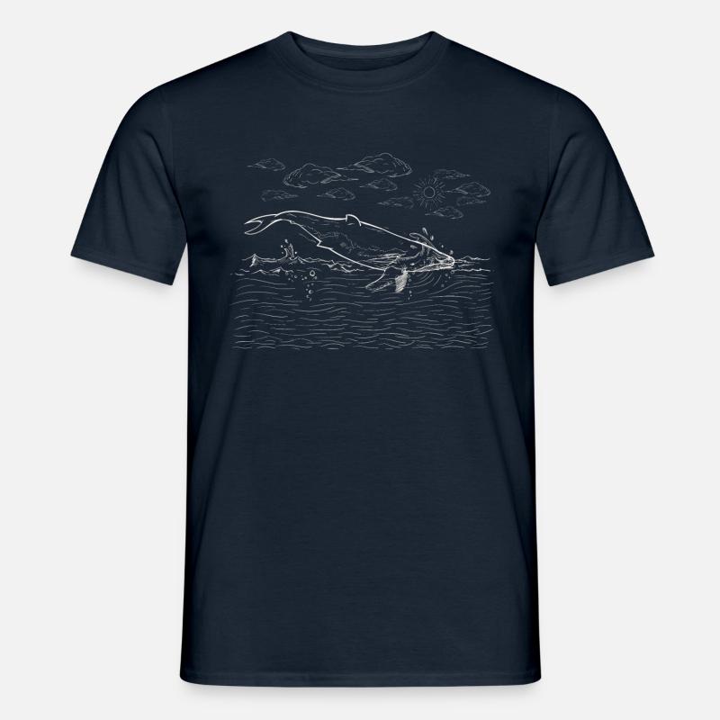 Wal Whale - Männer T-Shirt - Navy