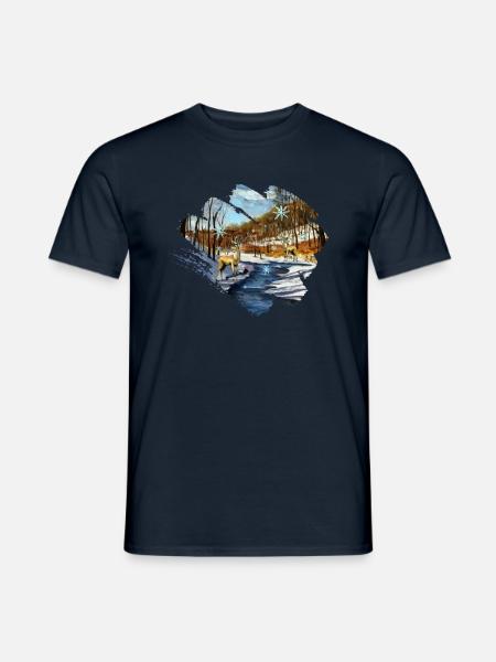 Winter landscape Christmas - Men's T-Shirt - navy