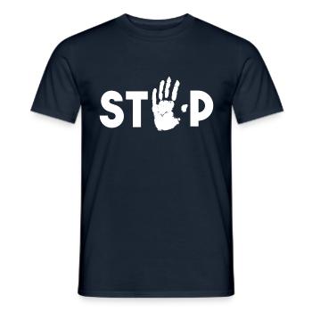 HIER IST SCHLUSS - STOP - Männer T-Shirt - Navy - Vorne - AI Model Male 178 light (178cm)