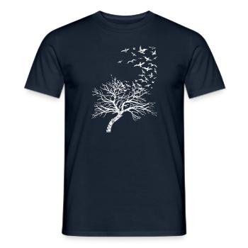 VÖGEL - BIRDS - BAUM - NATUR - Männer T-Shirt - Navy - Vorne - AI Model Male 178 light (178cm)