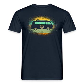 Barki Knutschkugel Hippie Bus mit Surfbrett - Männer T-Shirt - Navy - Vorne - AI Model Male 178 light (178cm)